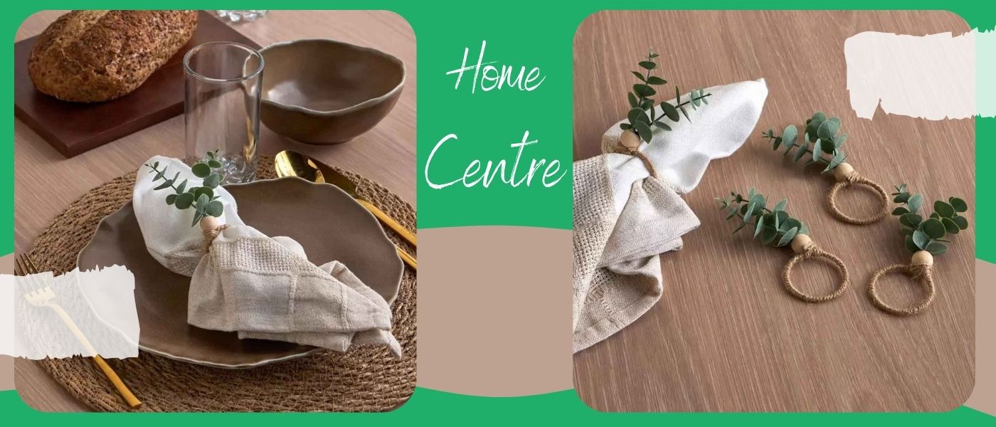 ست 4 عددی حلقه دستمال سفره هوم سنتر مدل Home Centre Botanical Leaves